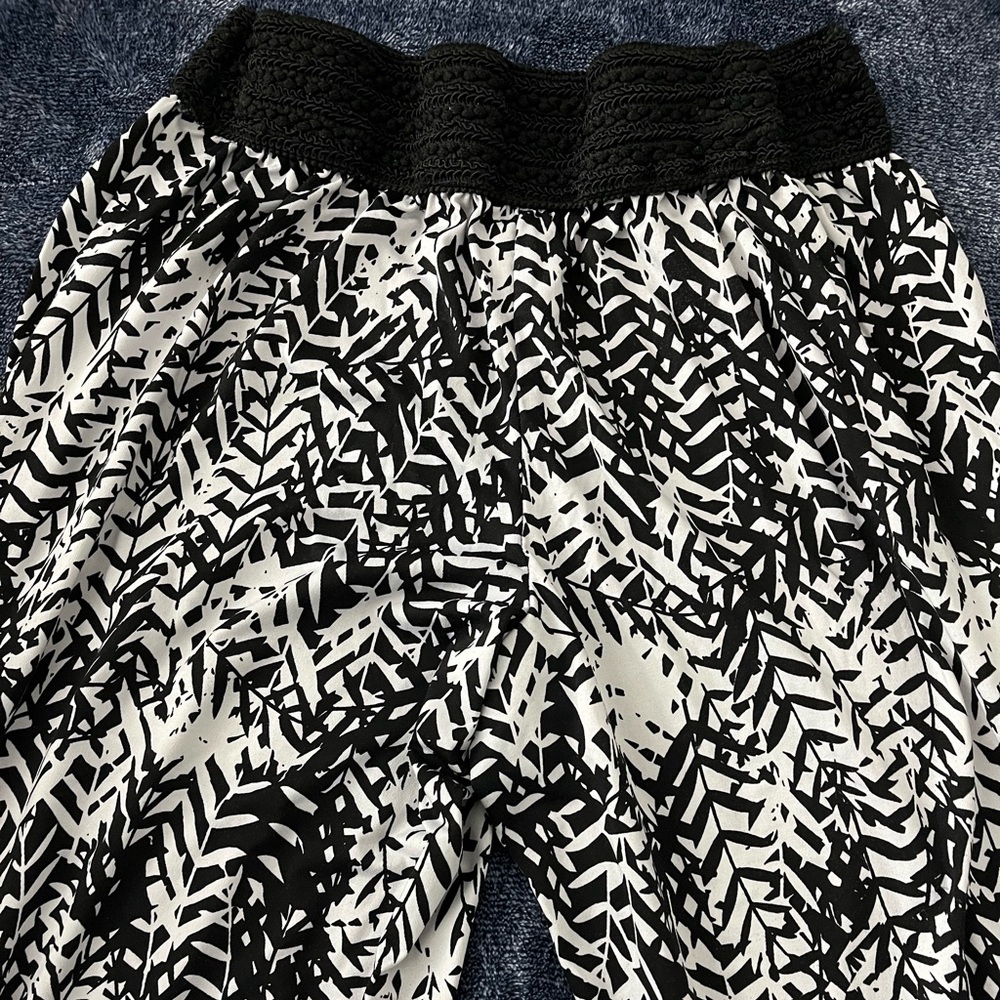 It is white and black pants